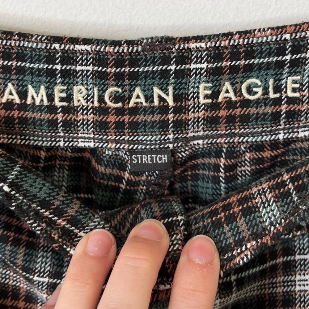 American Eagle Women's Super Hi-Rise Skinny Trouser Pants 2 Tartan Plaid Green - Picture 8 of 12